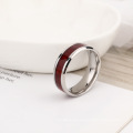 Modeschmuck Titanium Stahl Eingelegtes Holzringe Edelstahlring Kohlefaser Ring